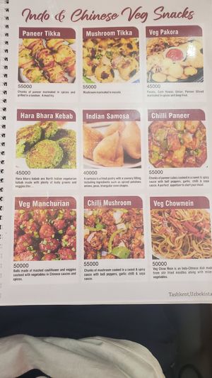 Vegetarian starters at The Curry House Indian Restaurant in Tashkent