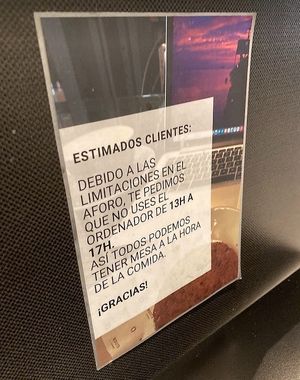 FYI - laptops are not authorized between 1 and 5 pm at Roots Ayala in Madrid