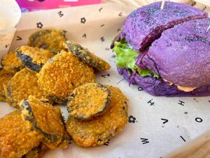 Flower Burger with Fried Eggplant  at Flower Burger in Madrid