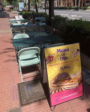 Terrace at Flower Burger in Madrid