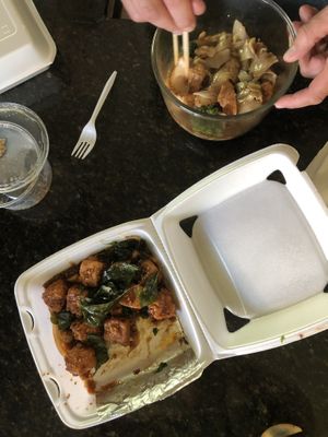 Garlic tofu is amazing! at Peanut Sauce in Tacoma