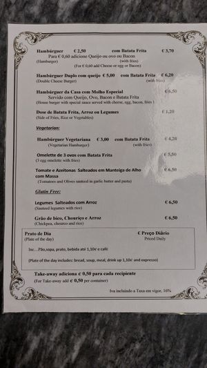 Menu at Bombeiros Altares in Terceira