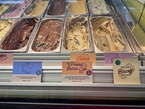 Three vegan ice cream flavors at Kristen's Kick-Ass Ice Cream Muizenberg in Cape Town
