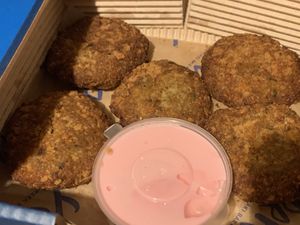 Falafel with beetroot mayo dip  at Yeeros - Wexford Street in Dublin