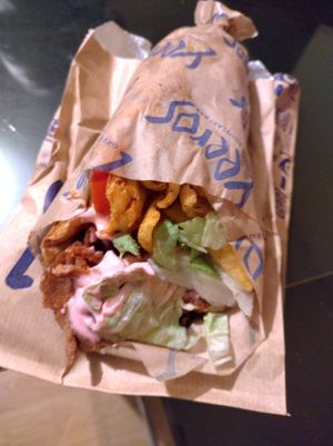 Vegan gyros pita wrap at Yeeros - Wexford Street in Dublin