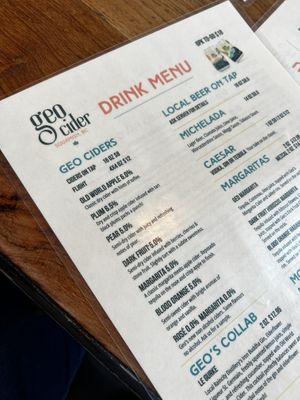 Drink menu  at Luz Tacos in Squamish