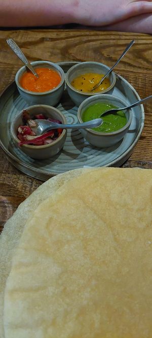 Popadoms at Sanskruti Restaurant in Manchester