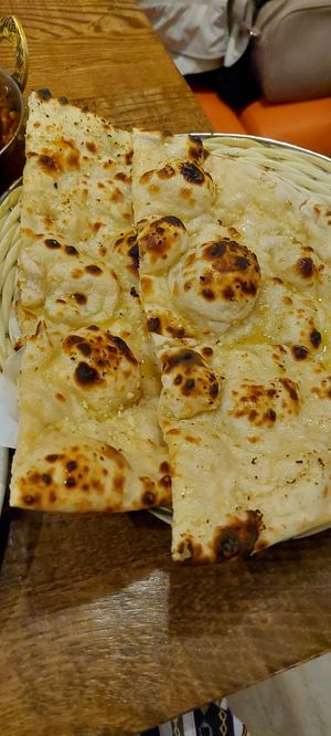 Garlic naan at Sanskruti Restaurant in Manchester