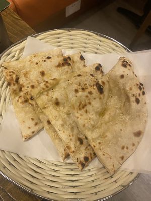 garlic naan (vegan!)  at Sanskruti Restaurant in Manchester