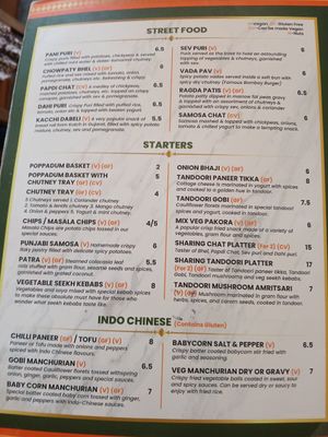 Menu at Sanskruti Restaurant in Manchester
