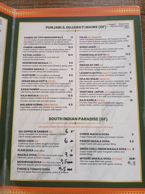 Menu at Sanskruti Restaurant in Manchester