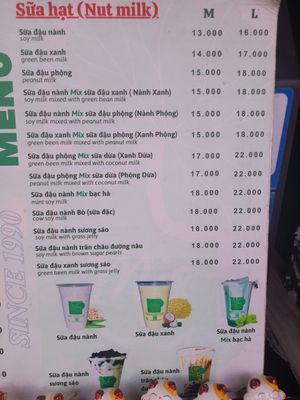 Menu at Rau Ma Sau Mix in Ho Chi Minh City