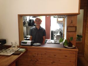 Ken, the owner, is super nice and his English is excellent.  at Veggie Cafe in Kyoto