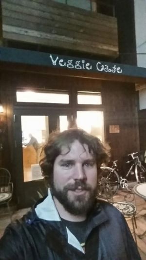 Outside at Veggie Cafe in Kyoto