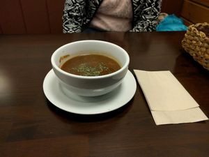 Small chili bean soup. Tastes good. at Veggie Cafe in Kyoto