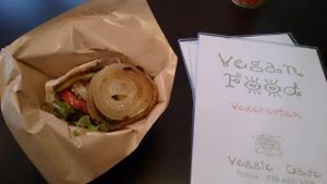 Delux burger  at Veggie Cafe in Kyoto