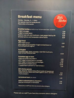 Breakfast menu at Bill's Kitchen Ludlow in Ludlow