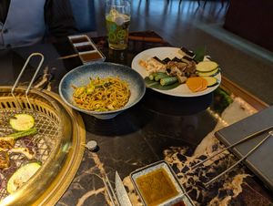 Vegan yakisoba noodles and 'vegan BBQ platter' at GUYSHI Bar + BBQ in Sheffield