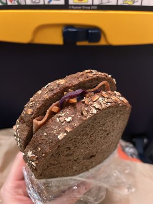 sandwich with vegan mortadella, red cabbage, carrots, and vegan brie cheese  at Fermaggio Bistrot & Store in Rome