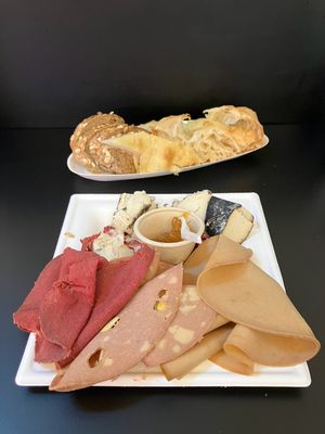 Vegan cheese and meat plate  at Fermaggio Bistrot & Store in Rome