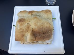 Straccella focaccia  at Fermaggio Bistrot & Store in Rome