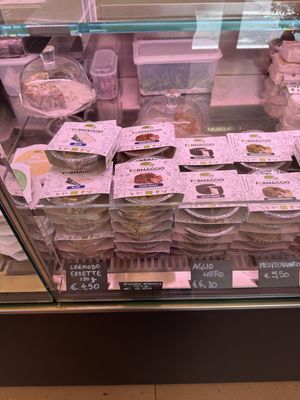 Cheese and also some mock meats which look pretty tasty   at Fermaggio Bistrot & Store in Rome