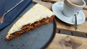 Carrot cake and espresso at Kiwi Corner  in Mainz