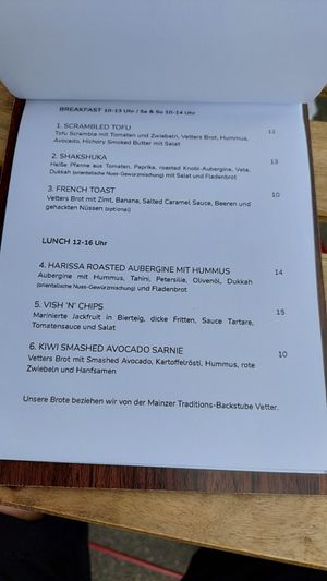 Menu at Kiwi Corner  in Mainz