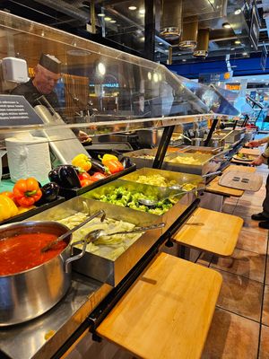 Hot veggies at Manora in Vevey