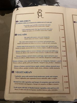 Vegetarian listing  at RC Restaurante in Porto