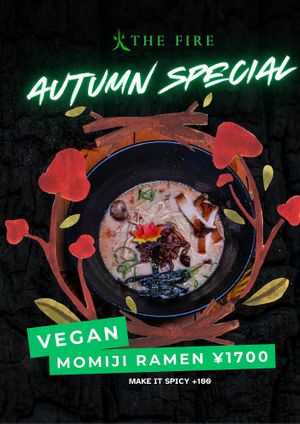 Autumn special from Nov 1 - Vegan Momiji Ramen at The Fire Bar in Osaka