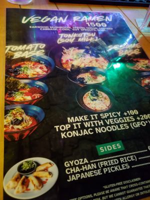 Menu at The Fire Bar in Osaka