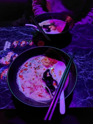 Soy milk ramen for 1500¥ at The Fire Bar in Osaka