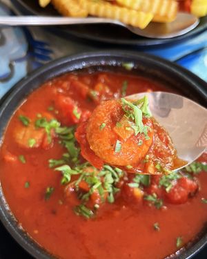 Adana garlic balls (bulgur in tomato sauce) at Machanents House — Մաչանենց տուն in Vagharshapat