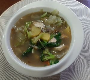 "Nutrient" soup ("Амин дэм" шөл) at Loving Hut - Narnii Zam (Narnii/Sun Road) in Ulaanbaatar