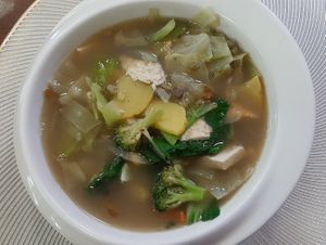 "Nutrient" soup ("Амин дэм" шөл) at Loving Hut - Narnii Zam (Narnii/Sun Road) in Ulaanbaatar