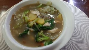 "Nutrient" soup ("Амин дэм" шөл) at Loving Hut - Narnii Zam (Narnii/Sun Road) in Ulaanbaatar