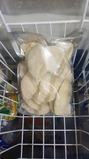 Frozen khuushuur at Loving Hut - Narnii Zam (Narnii/Sun Road) in Ulaanbaatar