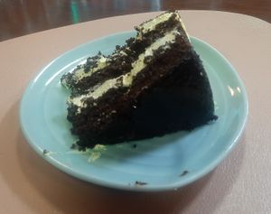 Chocolate cake at Loving Hut - Narnii Zam (Narnii/Sun Road) in Ulaanbaatar