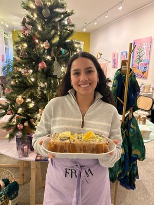 Can't wait to sink your teeth in a delicious slice of home made vegan lemon cake, made by Ximena (in the picture) and Gemma at FRIDA Book Café in Enschede