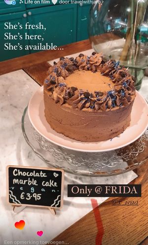 So you thought you knew good vegan cake? Eat this chocolate marble cake and you will think again. Made by our baking goddess Eva.  at FRIDA Book Café in Enschede