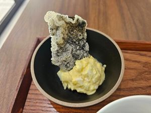 Egg Salad with Vegan Fish Skin Crisps 蛋沙律 配 素炸魚皮 (Photo by Jenny Tang) at Veg-Mind in Hong Kong Island
