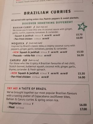 Brazilian menu at Las Iguanas - Bolton in Bolton