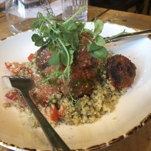 Lentil and date meatballs  at The Highland Drove Inn in Penrith