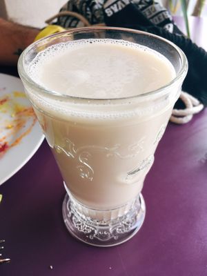 glass of milk at Cafe Gleichklang in Hannover