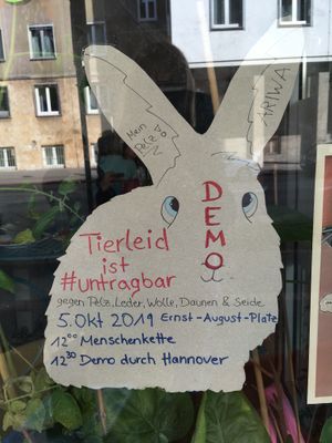 information about animal rights-demonstration at Cafe Gleichklang in Hannover