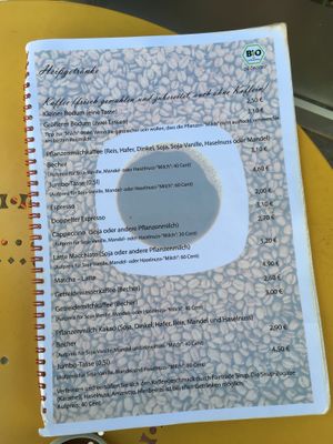 part of the drink menu at Cafe Gleichklang in Hannover