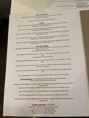 Menu showing vegan options  at The Cape in Beaconsfield