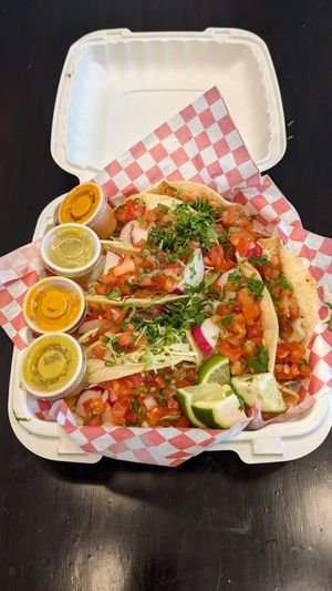Same 7 tacos, but different view at Taqueria Los Tres Figgies 2 in Ocean Shores