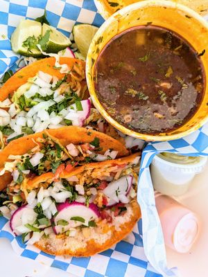 Vegan birria tacos at Taqueria Los Tres Figgies 2 in Ocean Shores
